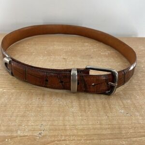 Martin Dingman Alligator Grain Italian Calfskin Leather Belt Sz 36 Handmade USA